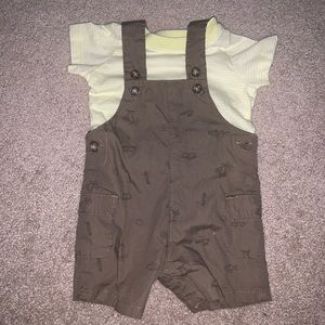 2-Piece Striped Tee & Shortalls Set